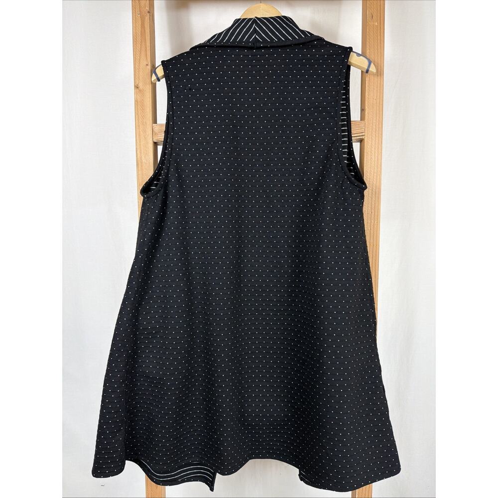 NWT Sydney Black White Pattern Sleeveless Pockets Open Duster Vest #1143 Size S - Picture 3 of 4